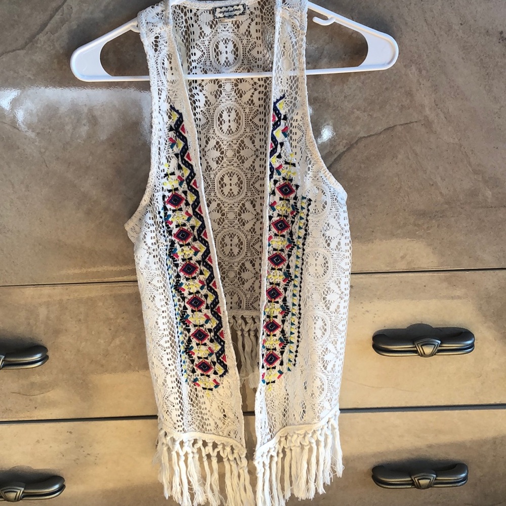Lace cover up vest